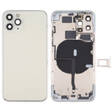 Tapa trasera de batería para iPhone 11 Pro con teclas laterales, bandeja para tarjetas, cable flexible y módulo de carga inalámbrica