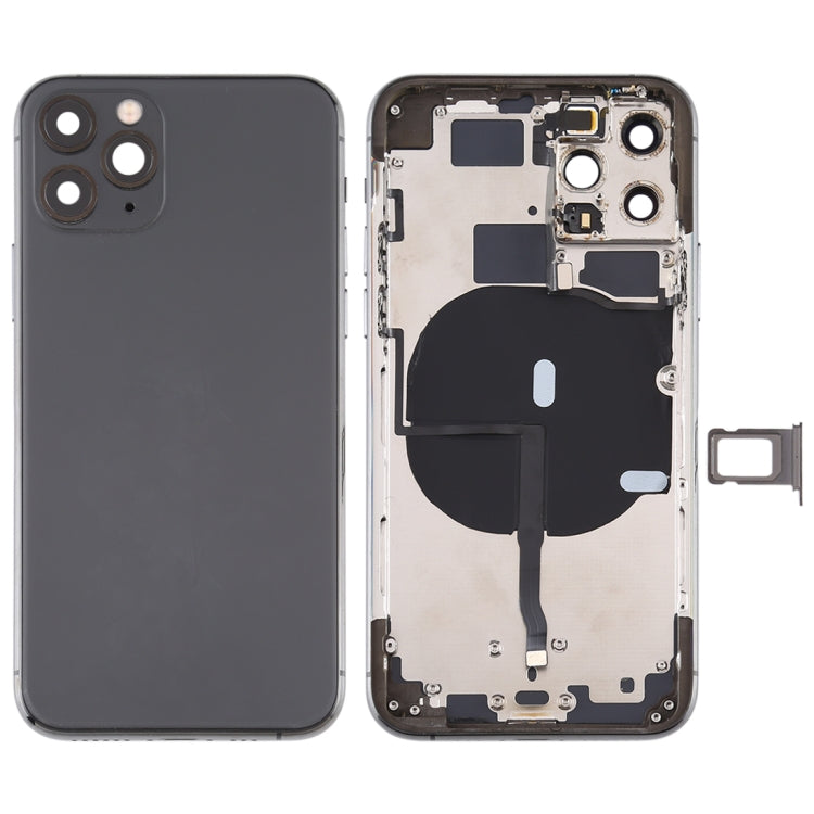 Tapa trasera de batería con teclas laterales, bandeja para tarjetas, cable flexible de encendido y volumen, módulo de carga inalámbrica para iPhone 11 Pro Max