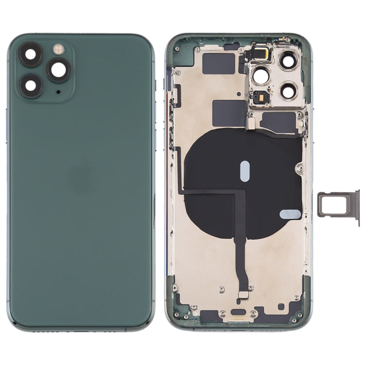Tapa trasera de batería con teclas laterales, bandeja para tarjetas, cable flexible de encendido y volumen, módulo de carga inalámbrica para iPhone 11 Pro Max