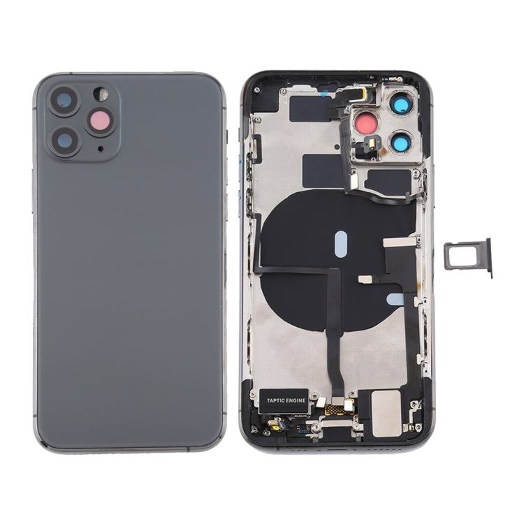 Conjunto de tapa trasera de batería para iPhone 11 Pro Max con teclas laterales, puerto de carga, carga inalámbrica y altavoz