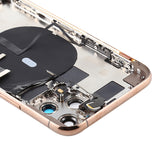 Conjunto de tapa trasera de batería para iPhone 11 Pro Max con teclas laterales, puerto de carga, carga inalámbrica y altavoz