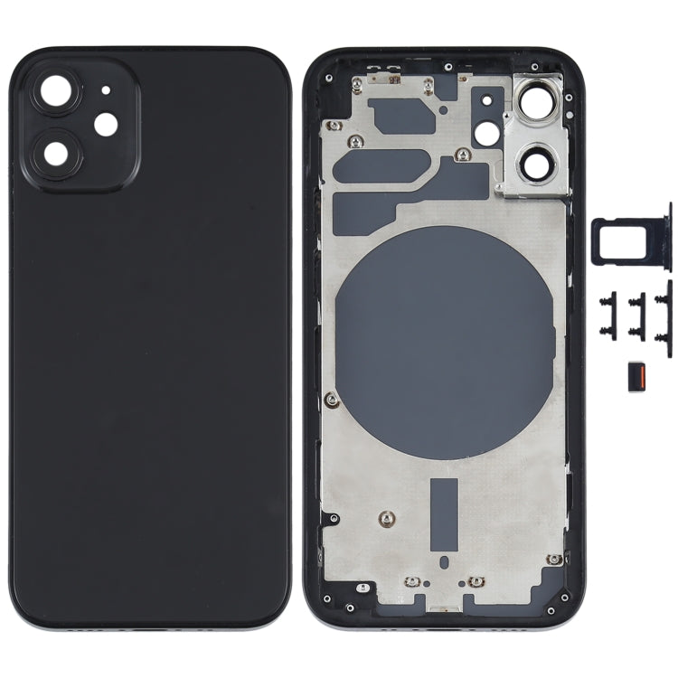 Carcasa trasera premium para iPhone 12 Mini con bandeja para SIM, teclas laterales y lente de cámara (disponible en verde y morado)
