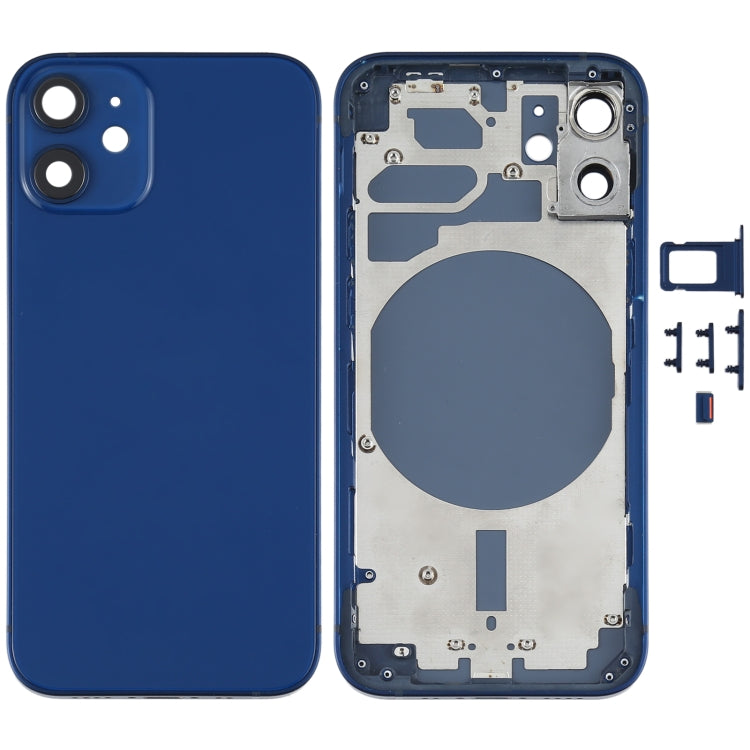 Carcasa trasera premium para iPhone 12 Mini con bandeja para SIM, teclas laterales y lente de cámara (disponible en verde y morado)