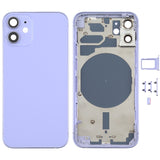 Carcasa trasera premium para iPhone 12 Mini con bandeja para SIM, teclas laterales y lente de cámara (disponible en verde y morado)