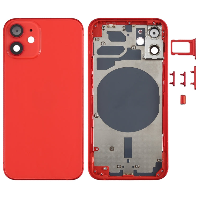 Carcasa trasera premium para iPhone 12 Mini con bandeja para SIM, teclas laterales y lente de cámara (disponible en verde y morado)