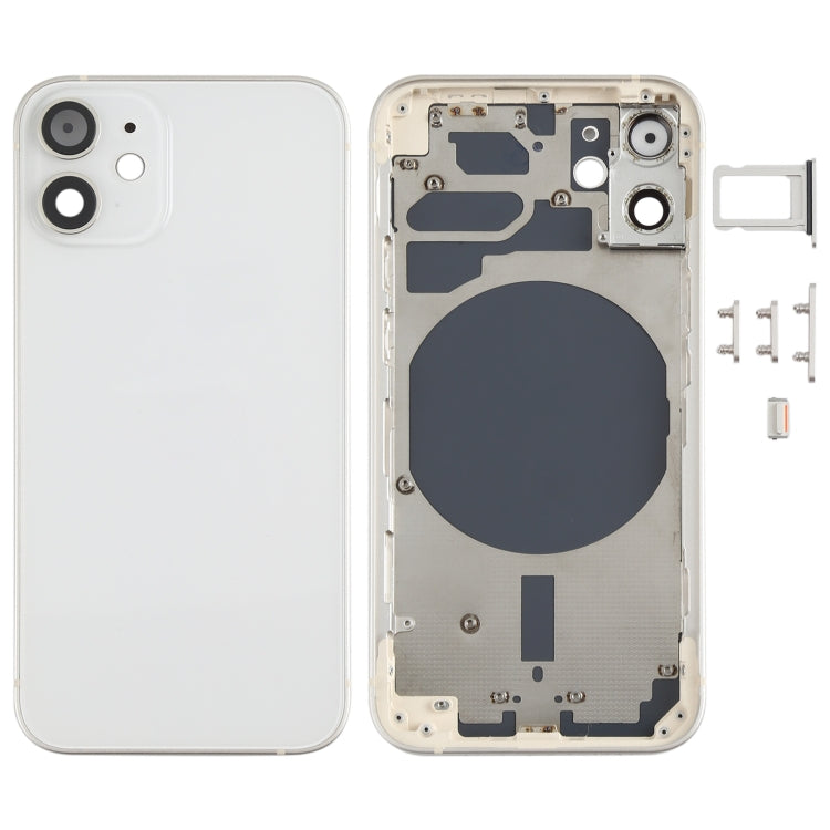 Carcasa trasera premium para iPhone 12 Mini con bandeja para SIM, teclas laterales y lente de cámara (disponible en verde y morado)