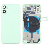 Tapa trasera de batería para iPhone 12 Mini con teclas laterales, bandeja para tarjetas, cable flexible de encendido y volumen, módulo de carga inalámbrica de repuesto