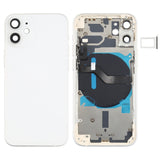 Tapa trasera de batería para iPhone 12 Mini con teclas laterales, bandeja para tarjetas, cable flexible de encendido y volumen, módulo de carga inalámbrica de repuesto