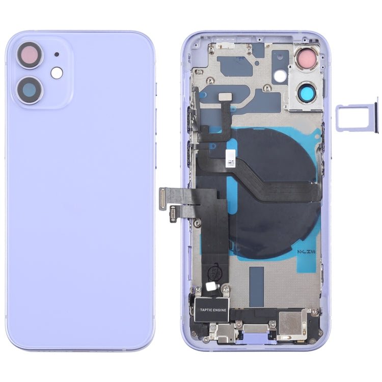iPhone 12 Mini Battery Back Cover Assembly with Speaker, Camera Lens, Buttons, Charging Port & Wireless Module