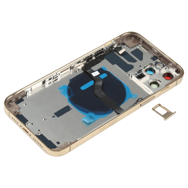 Repuesto de tapa trasera de batería con teclas laterales y módulo de carga inalámbrica para iPhone 12 Pro Max