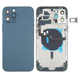 Repuesto de tapa trasera de batería con teclas laterales y módulo de carga inalámbrica para iPhone 12 Pro Max