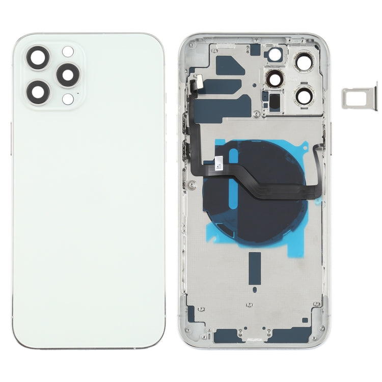 Repuesto de tapa trasera de batería con teclas laterales y módulo de carga inalámbrica para iPhone 12 Pro Max