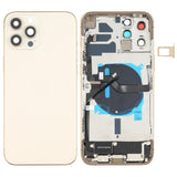 Conjunto de tapa trasera de batería para iPhone 12 Pro Max con componentes clave, botones, lente de la cámara, puerto de carga y más