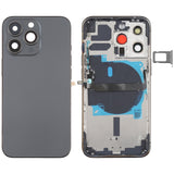 Reemplazo de tapa trasera de batería para iPhone 13 Pro con teclas laterales, bandeja para tarjetas, cable flexible de encendido y volumen, módulo de carga inalámbrica (ensamblaje completo)