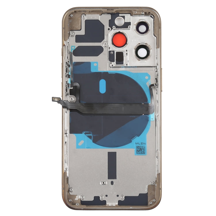 Reemplazo de tapa trasera de batería para iPhone 13 Pro con teclas laterales, bandeja para tarjetas, cable flexible de encendido y volumen, módulo de carga inalámbrica (ensamblaje completo)