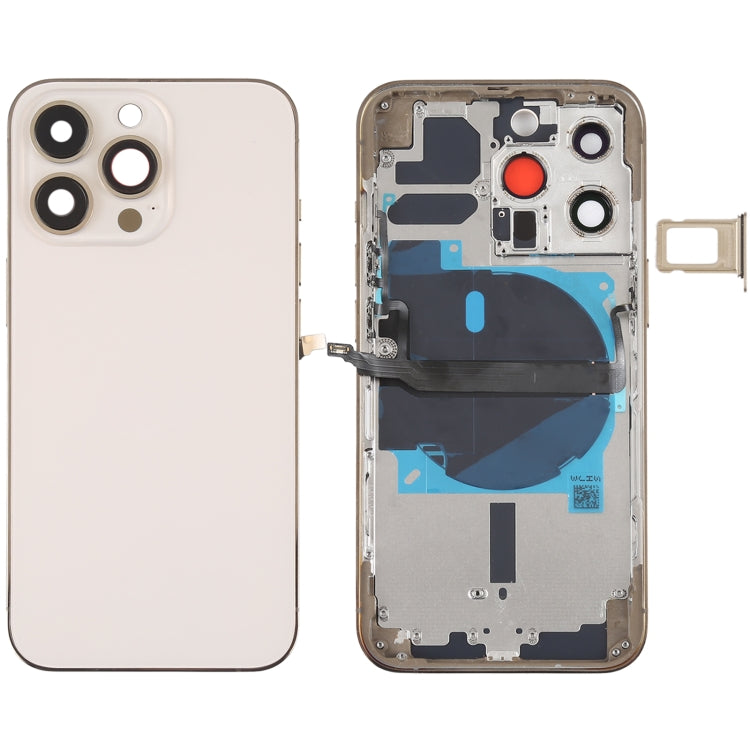 Reemplazo de tapa trasera de batería para iPhone 13 Pro con teclas laterales, bandeja para tarjetas, cable flexible de encendido y volumen, módulo de carga inalámbrica (ensamblaje completo)