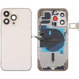 Reemplazo de tapa trasera de batería para iPhone 13 Pro con teclas laterales, bandeja para tarjetas, cable flexible de encendido y volumen, módulo de carga inalámbrica (ensamblaje completo)