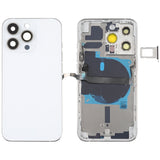Reemplazo de tapa trasera de batería para iPhone 13 Pro con teclas laterales, bandeja para tarjetas, cable flexible de encendido y volumen, módulo de carga inalámbrica (ensamblaje completo)