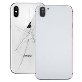 5-in-1 Metal Housing for iPhone 6-12, Includes Back Cover, Buttons, Mute Switch, and Card Tray (Gold+White, No Headphone Jack)