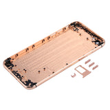 5-in-1 Metal Housing for iPhone 6-12, Includes Back Cover, Buttons, Mute Switch, and Card Tray (Gold+White, No Headphone Jack)