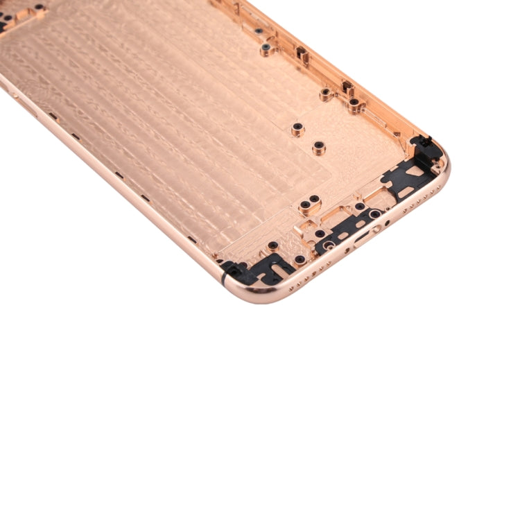 5-in-1 Metal Housing for iPhone 6-12, Includes Back Cover, Buttons, Mute Switch, and Card Tray (Gold+White, No Headphone Jack)