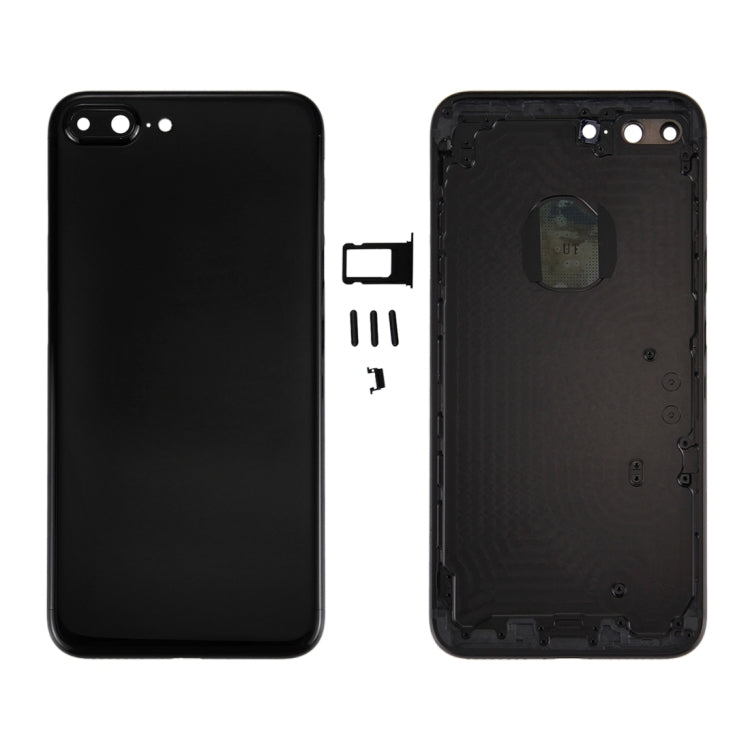 Carcasa completa 6 en 1 para iPhone 7 Plus: tapa trasera, bandeja para tarjetas, tecla de volumen, botón de encendido, interruptor de silencio y tecla de vibración - Negro azabache