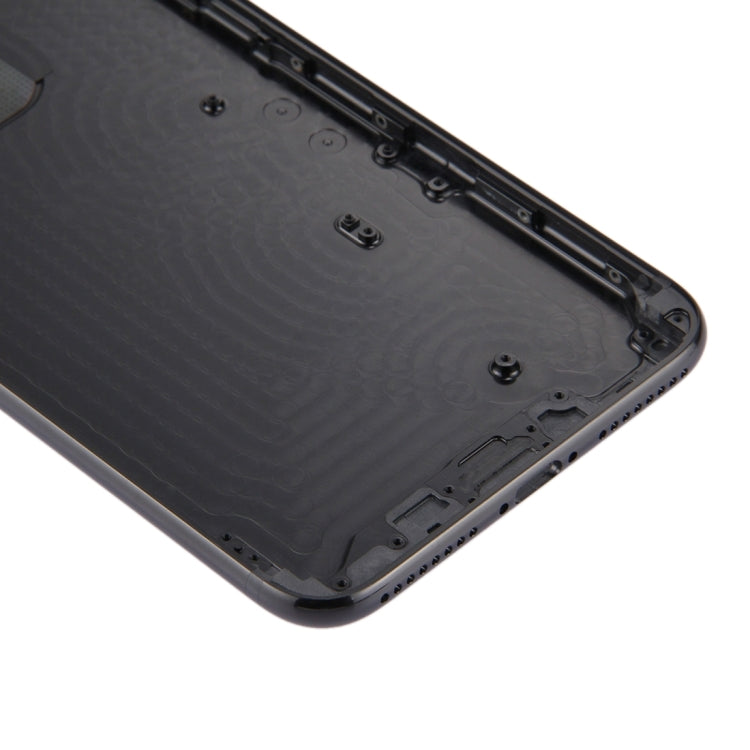 Carcasa completa 6 en 1 para iPhone 7 Plus: tapa trasera, bandeja para tarjetas, tecla de volumen, botón de encendido, interruptor de silencio y tecla de vibración - Negro azabache