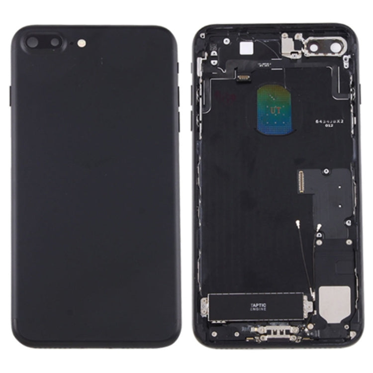 Tapa trasera de batería para iPhone 7 Plus con bandeja para tarjetas - Reemplazo completo, negro azabache, compatible con modelos iPhone 7 Plus