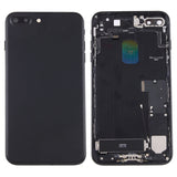 Tapa trasera de batería para iPhone 7 Plus con bandeja para tarjetas - Reemplazo completo, negro azabache, compatible con modelos iPhone 7 Plus