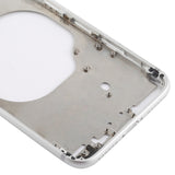 Carcasa trasera transparente para iPhone 8 con lente de cámara, bandeja SIM y teclas laterales en blanco, dorado y rojo transparentes.