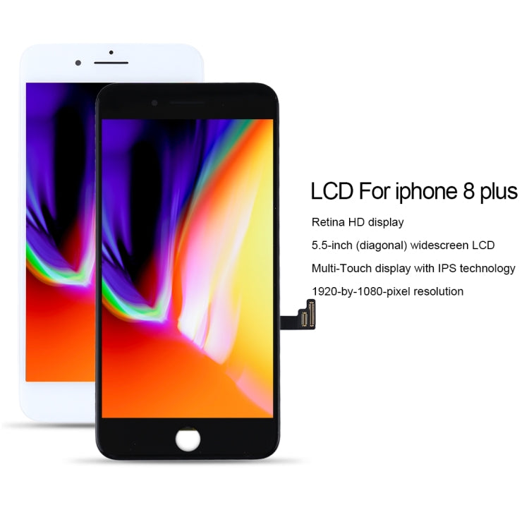 Reemplazo de pantalla LCD original para iPhone 8 Plus - Reparación de pantalla en blanco y negro para reemplazo de pantalla LCD de iPhone 8 Plus