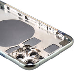 Carcasa trasera para iPhone 11 Pro con bandeja para tarjeta SIM, teclas laterales y lente de cámara.
