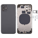 Carcasa trasera para iPhone 11 Pro con bandeja para tarjeta SIM, teclas laterales y lente de cámara.