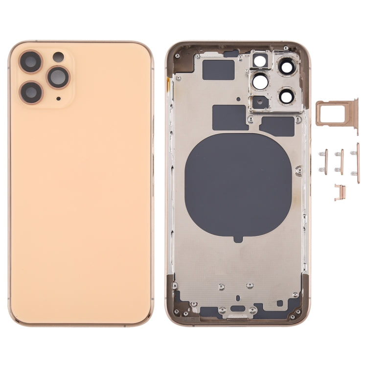 Carcasa trasera para iPhone 11 Pro con bandeja para tarjeta SIM, teclas laterales y lente de cámara.