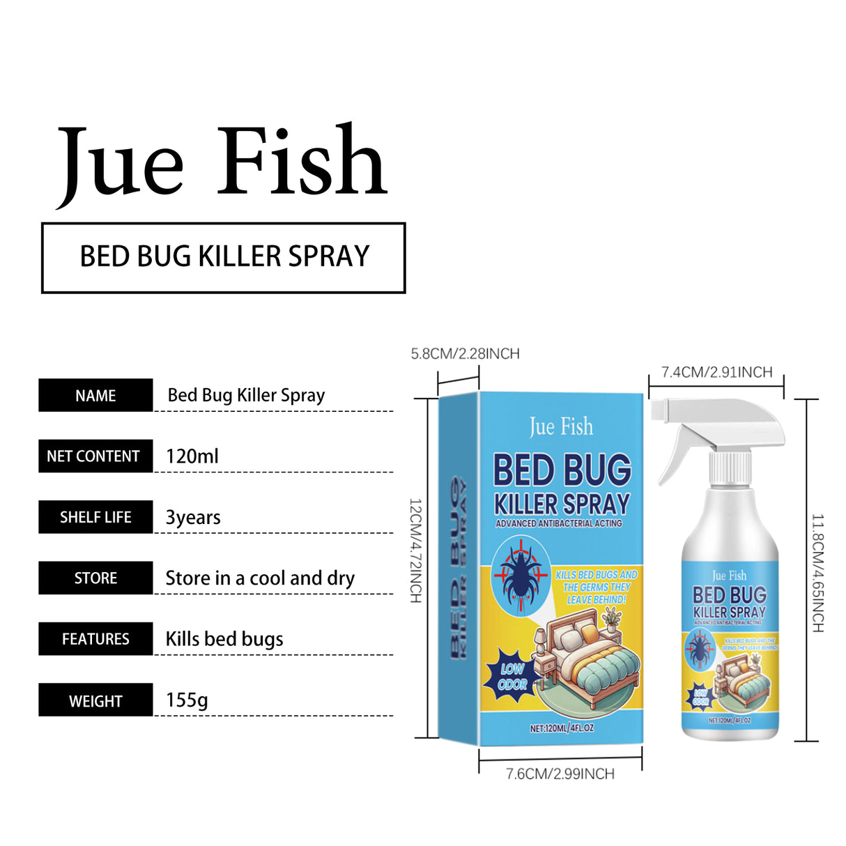 Plant-Based Bed Bug Killer & Dust Mite Spray | Non-Toxic, Safe for Pets, 4oz Travel Size