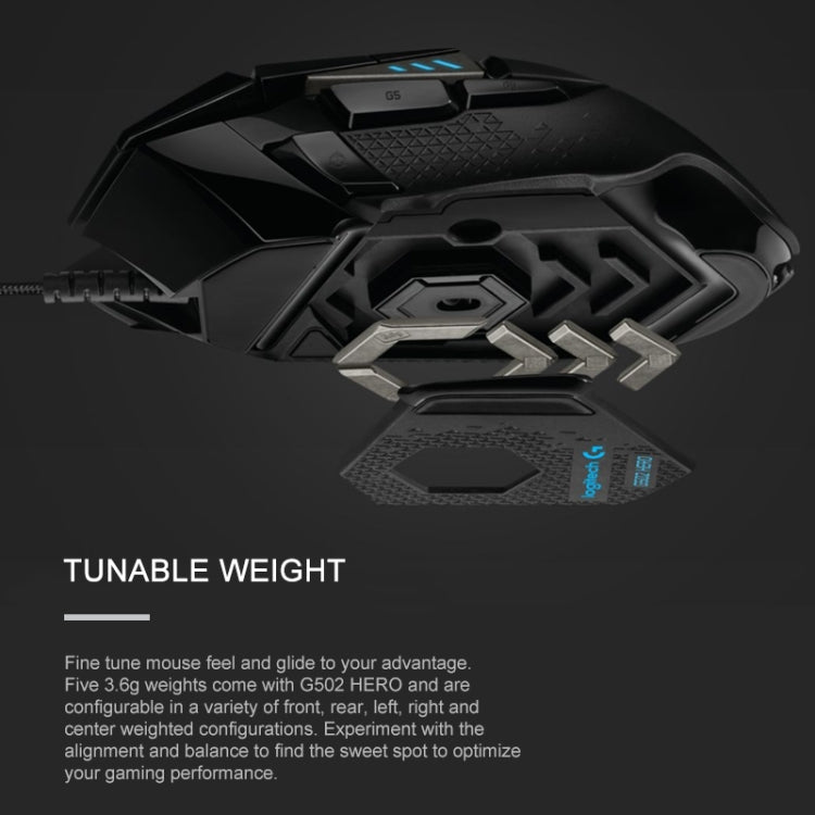 Ratón para juegos Logitech G502 HERO con cable, 11 botones y 2,1 m de longitud