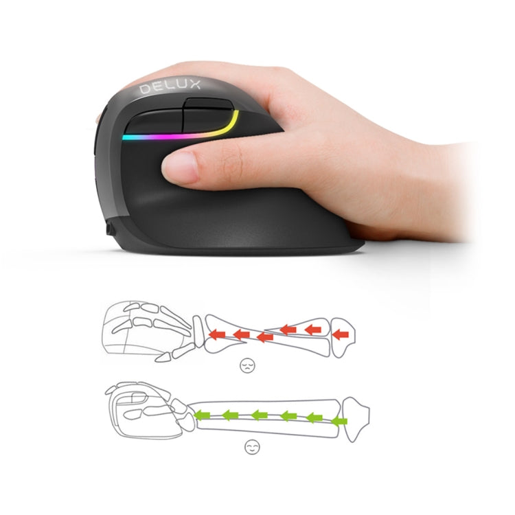 DELUX M618 Mini 2.4G Wireless 2400DPI USB Rechargeable Ergonomic Vertical Mouse, M618 Pink - LYDARZ