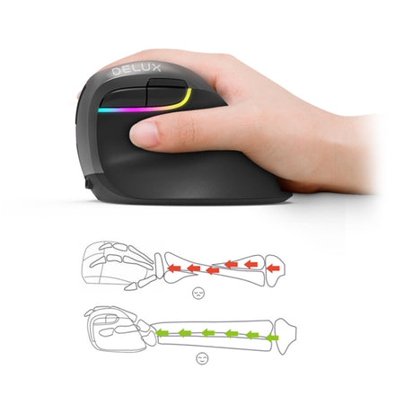 DELUX M618 Mini 2.4G Wireless 2400DPI USB Rechargeable Ergonomic Vertical Mouse, M618 Pink - LYDARZ