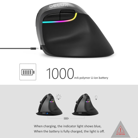 DELUX M618 Mini 2.4G Wireless 2400DPI USB Rechargeable Ergonomic Vertical Mouse, M618 Pink - LYDARZ