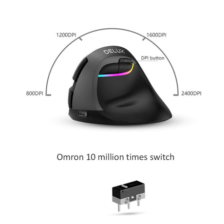 DELUX M618 Mini 2.4G Wireless 2400DPI USB Rechargeable Ergonomic Vertical Mouse, M618 Pink - LYDARZ
