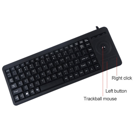 DS-8900 PS / 2 Interface Prevent Water Splashing Laser Engraving Character One-piece Wired Trackball Keyboard - LYDARZ