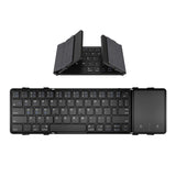 B1053 Leather Portable Bluetooth Keyboard - Tri-Fold Design for On-the-Go Typing
