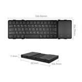 B1053 Leather Portable Bluetooth Keyboard - Tri-Fold Design for On-the-Go Typing