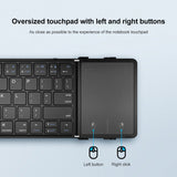 B1053 Leather Portable Bluetooth Keyboard - Tri-Fold Design for On-the-Go Typing