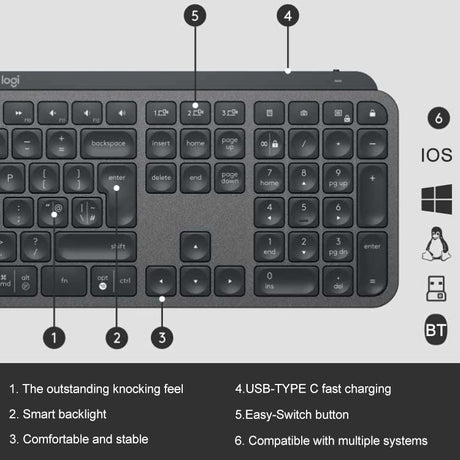 Logitech MX Keys Wireless Bluetooth Silent Keyboard - LYDARZ