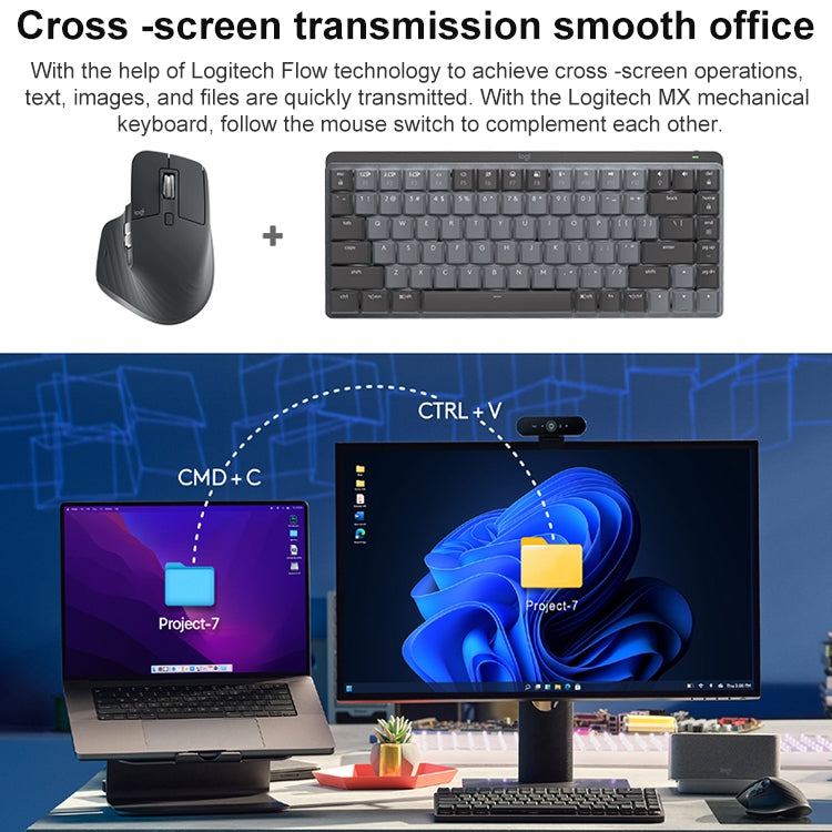 Logitech MX Master 3s Mouse - 8000DPI Ergonomic Wireless Bluetooth Dual Mode