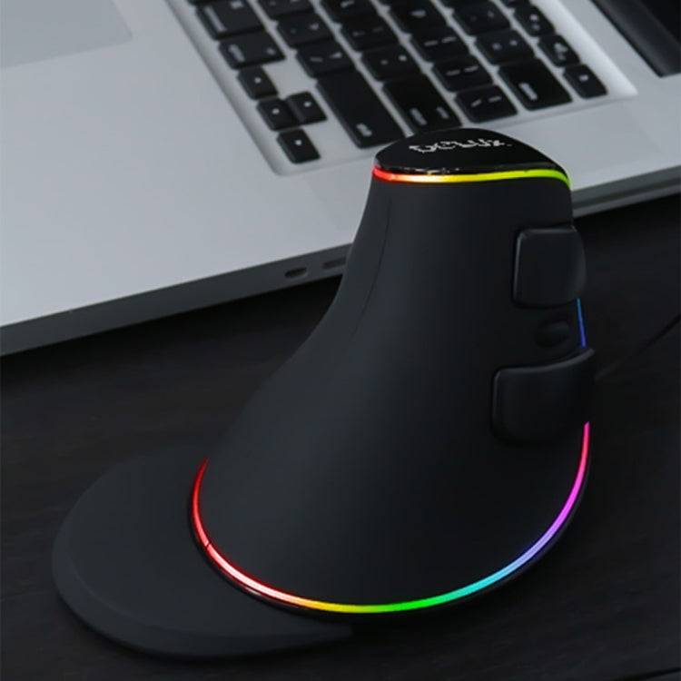 Ratón óptico ergonómico con cable RGB DELUX M618 Plus - Diseño vertical de 4000 DPI