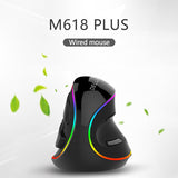 Ratón óptico ergonómico con cable RGB DELUX M618 Plus - Diseño vertical de 4000 DPI