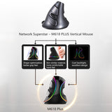 Ratón óptico ergonómico con cable RGB DELUX M618 Plus - Diseño vertical de 4000 DPI