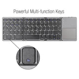 Teclado plegable inalámbrico Bluetooth B033: diseño plegable triple y recargable con 64 teclas para máxima portabilidad.